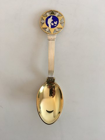 A. Michelsen Christmas Spoon 1931 Gilded Sterling Silver with Enamel