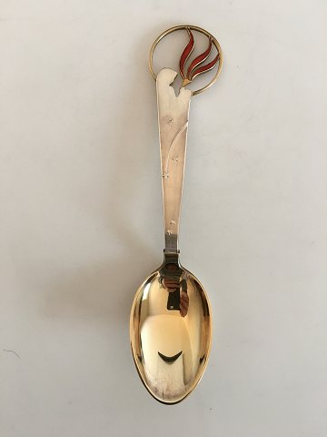 A. Michelsen Christmas Spoon 1933 Gilded Sterling Silver with Enamel