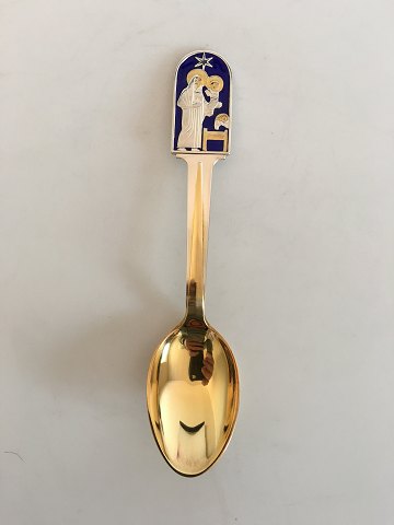 A. Michelsen Christmas Spoon 1934 Gilded Sterling Silver with Enamel