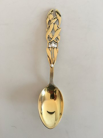 A. Michelsen Christmas Spoon 1941 Gilded Sterling Silver with Enamel