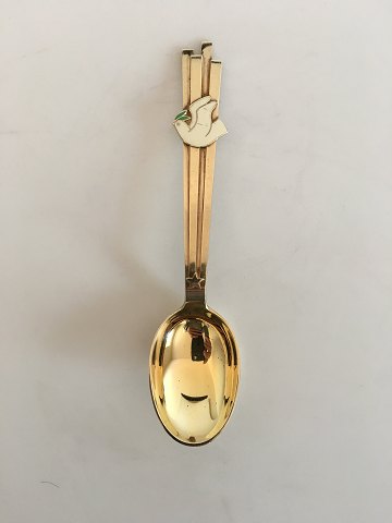 A. Michelsen Christmas Spoon 1943 Gilded Sterling Silver with Enamel