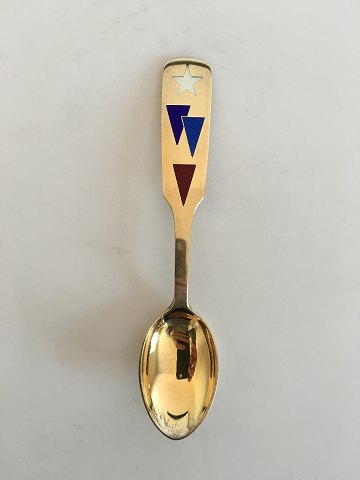 A. Michelsen Christmas Spoon 1954 Gilded Sterling Silver with Enamel