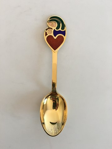 A. Michelsen Christmas Spoon 1968 Gilded Sterling Silver with Enamel