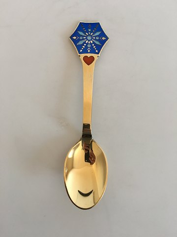 A. Michelsen Christmas Spoon 1976 Gilded Sterling Silver with Enamel