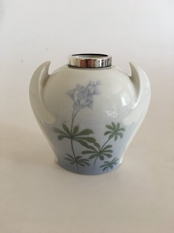 Bing and Grondahl Art Nouveau vase with silver top