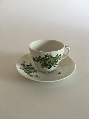 Royal Copenhagen Green Flower Coffee Cup and Saucer No 1870