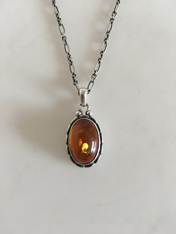 Georg Jensen Annual Pendent in Sterling Silver with Amber Stone 2001