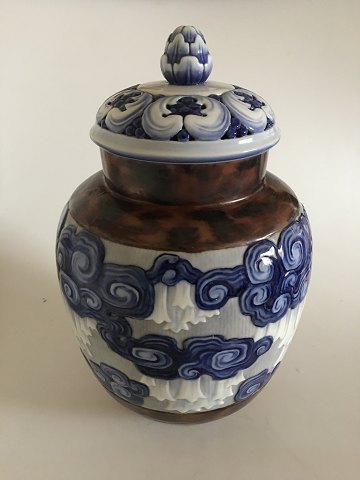 Large Bing & Grondahl Art Nouveau Unique lidded vase by Fanny Garde from 1920
