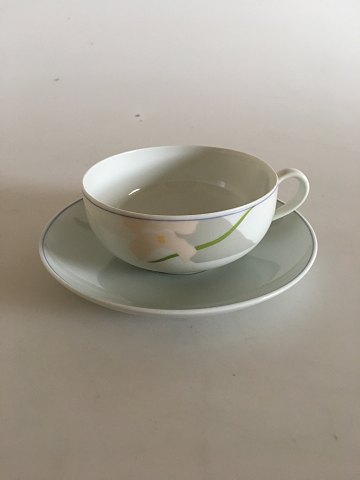 Bing & Grondahl Grey Orchide/Orkide Tea Cup and Saucer No 473