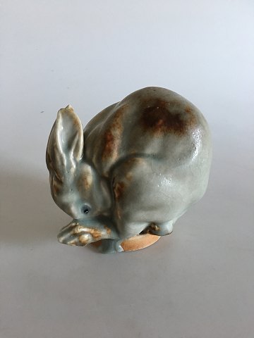 Royal Copenhagen Unique Stoneware Figurine of a Rabbit by Jeanne Grut from 1982