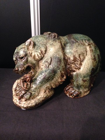 Royal Copenhagen Stoneware figurine of a Bear and Snake by Knud Kyhn No 20213