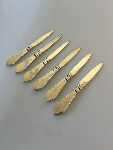 6 x Georg Jensen Continental Silver 830 S Fruit knifes No 12 with very early 
marks