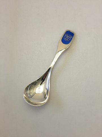 Deep Child Spoon in Sterling Silver with monogrammed blue enamel W.S. Sørensen