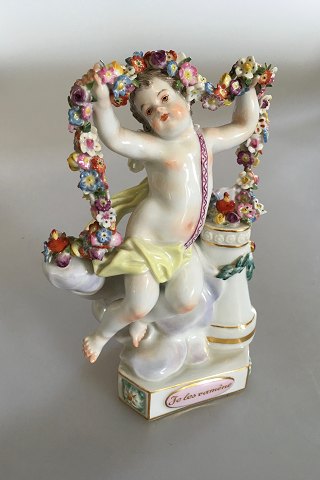 Meissen Putti with Wings and Floral Wine Figurine