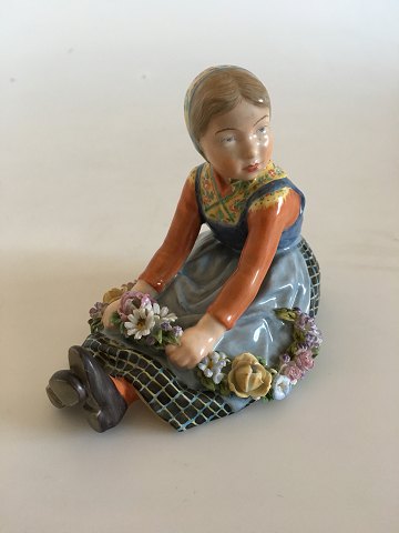 Royal Copenhagen Overglaze figurine of Flower Girl Jylland No 12421