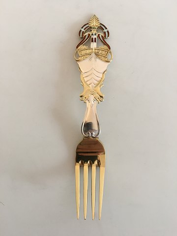 A. Michelsen Christmas Fork 1921 Gilded Sterling Silver with Enamel