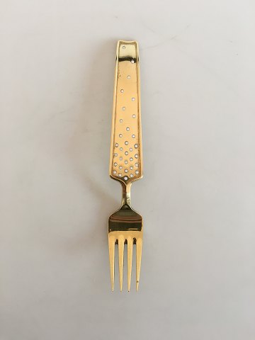 A. Michelsen Christmas Fork 1947 In Gilded Sterling Silver with Enamel