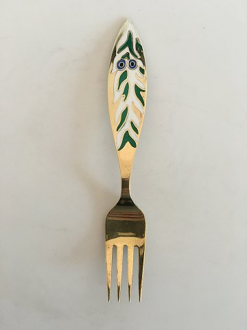 A. Michelsen Christmas Fork 1970 Gilded Sterling Silver with Enamel