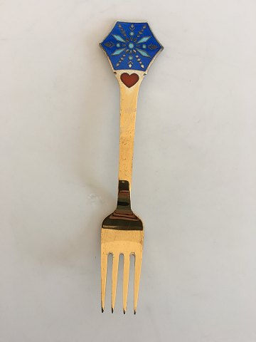 A. Michelsen Christmas Fork 1976 Gilded Sterling Silver with Enamel