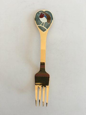 A. Michelsen Christmas Fork 1981 Gilded Sterling Silver with Enamel