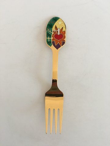 A. Michelsen Christmas Fork 2001 In Gilded Sterling Silver with Enamel