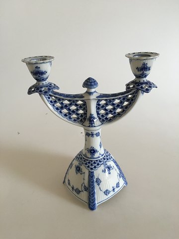 Royal Copenhagen Blue Fluted Full Lace Two-Armed Candelabra No 506 / No 1169