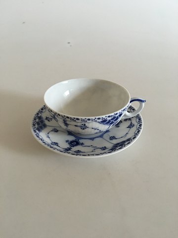 Royal Copenhagen Blue Fluted Half Lace Coffee Cup and Saucer No 526