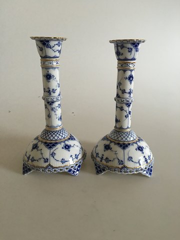 Royal Copenhagen Blue Fluted Full Lace with Gold Candlesticks No 1008