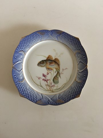 Royal Copenhagen Blue Fish Plate with Gold No 1212/3002