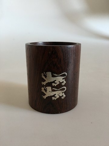 Hans Hansen Round Cup In Rosewood with Sterling Silver Lions