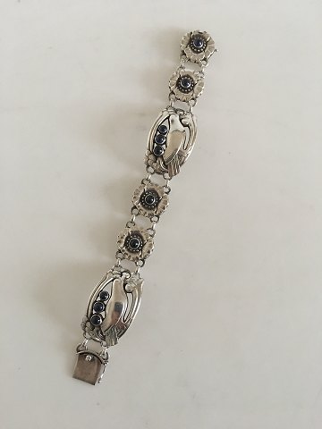 Georg Jensen Sterling Silver Bracelet No 23 with Birds and 10 Synthetic Saphires