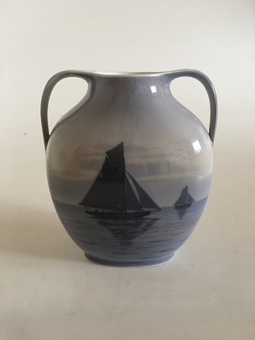 Royal Copenhagen Vase with Two Handles No 579/227 with Sailboat Motif