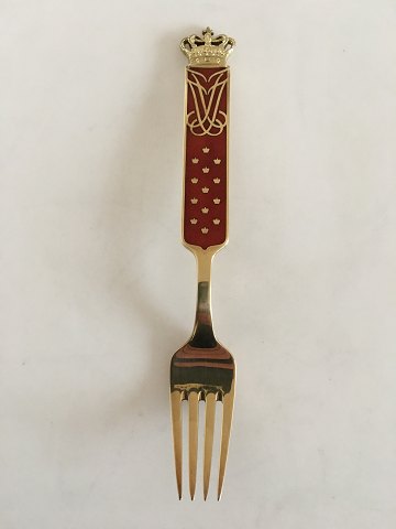 Anton Michelsen Commemorative Fork In Gilded Sterling Silver from 1960. 
