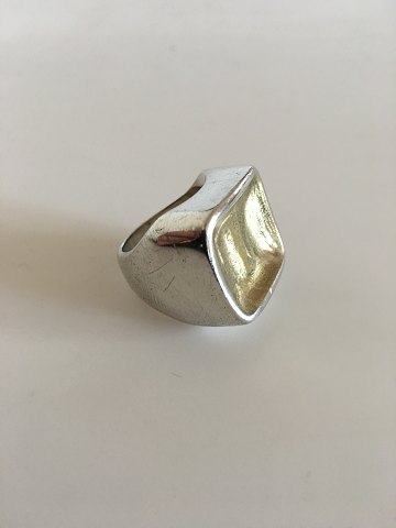 Hans Hansen Sterling Silver Ring with Gilded Top.