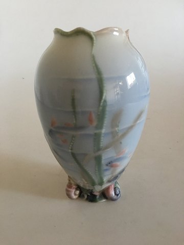 Heubach Art Nouveau Vase ornamented with Undersea decoration and snails.