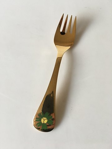 Georg Jensen 1982 Annual Fork in Gilded Sterling Silver with Enamel