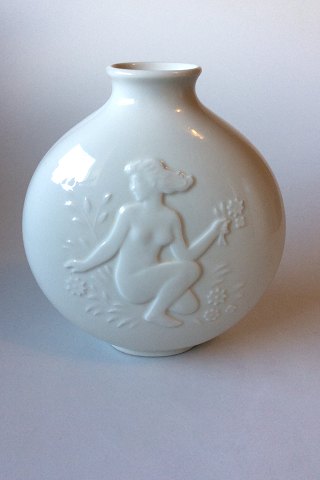 Royal Copenhagen Blanc de Chine vase by Hans Henrik Hansen of a naked young girl 
no. 4117