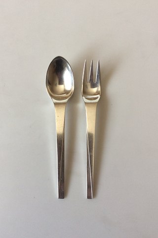 Hans Hansen Sterling Silver Child Flatware Set, Spoon and Fork.