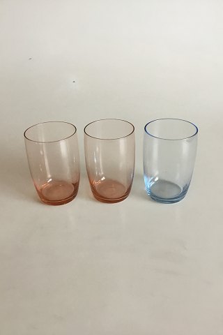 3 Soda Water Glasses, Blue and orange Holmegaard