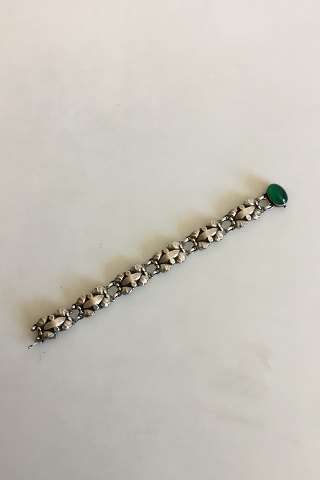 Georg Jensen Sterling Silver Bracelet with Green Stone No 13