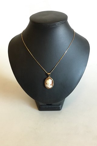 Gold chain in 14K with Camée pendant in 14K