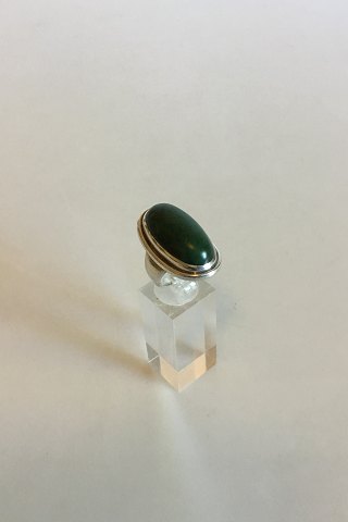 Georg Jensen Sterling Silver Ring with Green Stone No 46 E