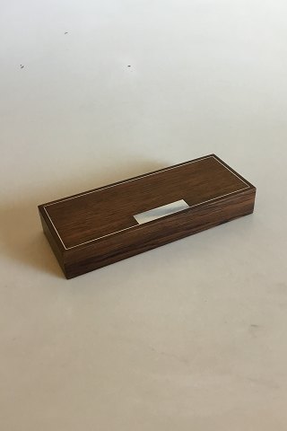 Hans Hansen Rosewood Box with loose Lid with Sterling Silver inlay