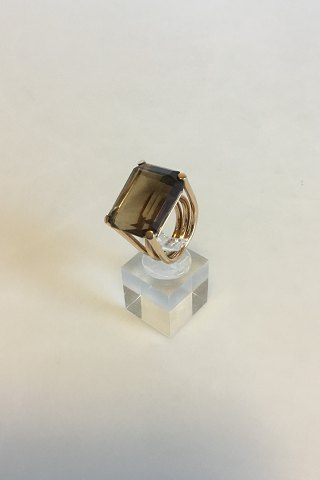 Bent Knudsen 14 K Gold Ring with smoke Quartz