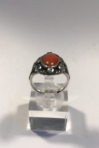 Georg Jensen Sterling Silver Ring with coral