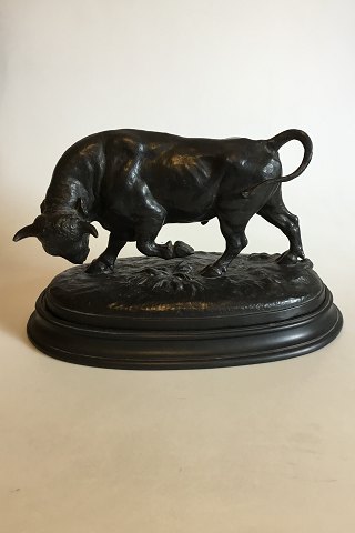 P. Ibsen Black Terracotta Figurine on base of Bull. Signed Lauritz Jensen 1904 
No 815. Base No 412