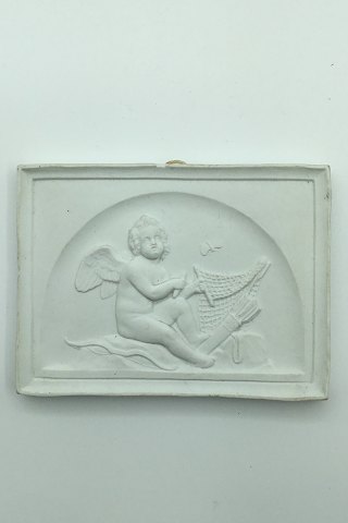 Thorvaldsen: Royal Copenhagen Porcelain Biscuit Plate Kgl. "Cupid Works a Net"