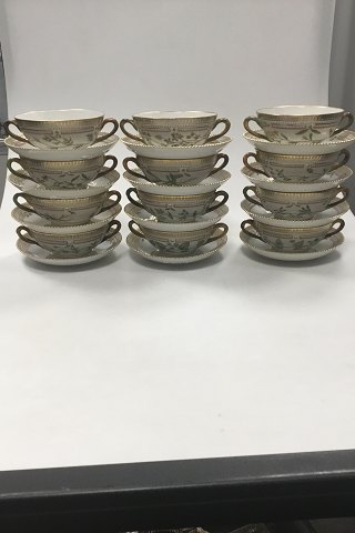 Set of 12 Royal Copenhagen Flora Danica Bouillon Cups with saucers No 20/3612