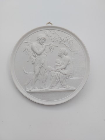 Bing and Grondahl bisquit plate "Mandom og efterår" 19th. century (no. 118)