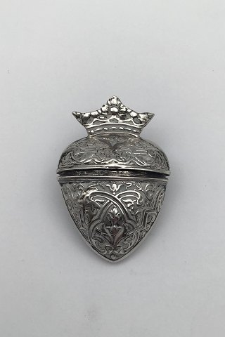 Danish ? Silver Vinaigrette Heart shaped w Crown